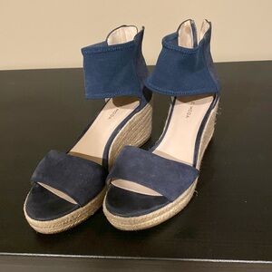 Pelle Moda Navy Suede Summer Wedge Sandals